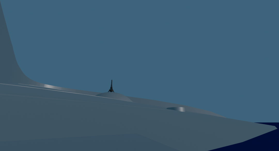 How the Eiffel Tower would look in the distance, from the shore of The Island.